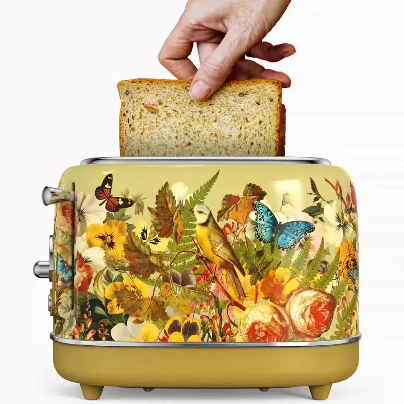 Automatic Retro Hand Drawn Metal Spray Printing Toaster Bread Baking Machine 6gear Adjustment 220-240V