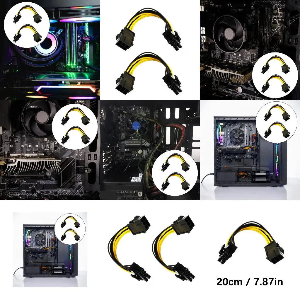  8Pin Male To 6 Pin Female Cable Adapter CPU 8Pin To Graphics Video Card Power Splitter Cable for Desktop Graphics