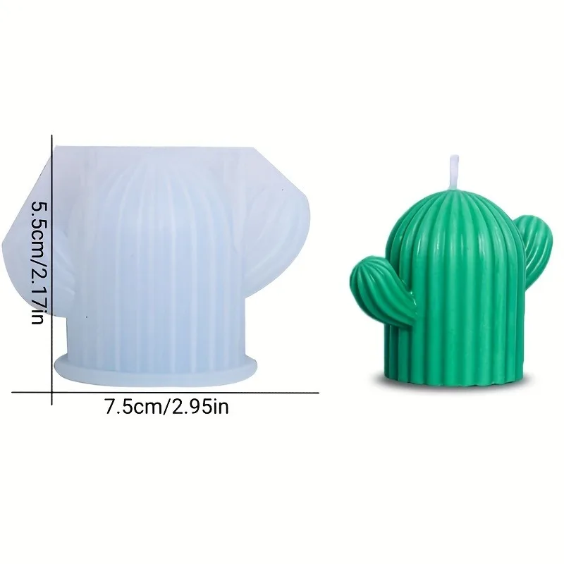 1pc Cactus Shape Candle Making Silicone Mold - 3D Succulent Molds for DIY Handmade Candle, Cake Decor, and Clay Crafts