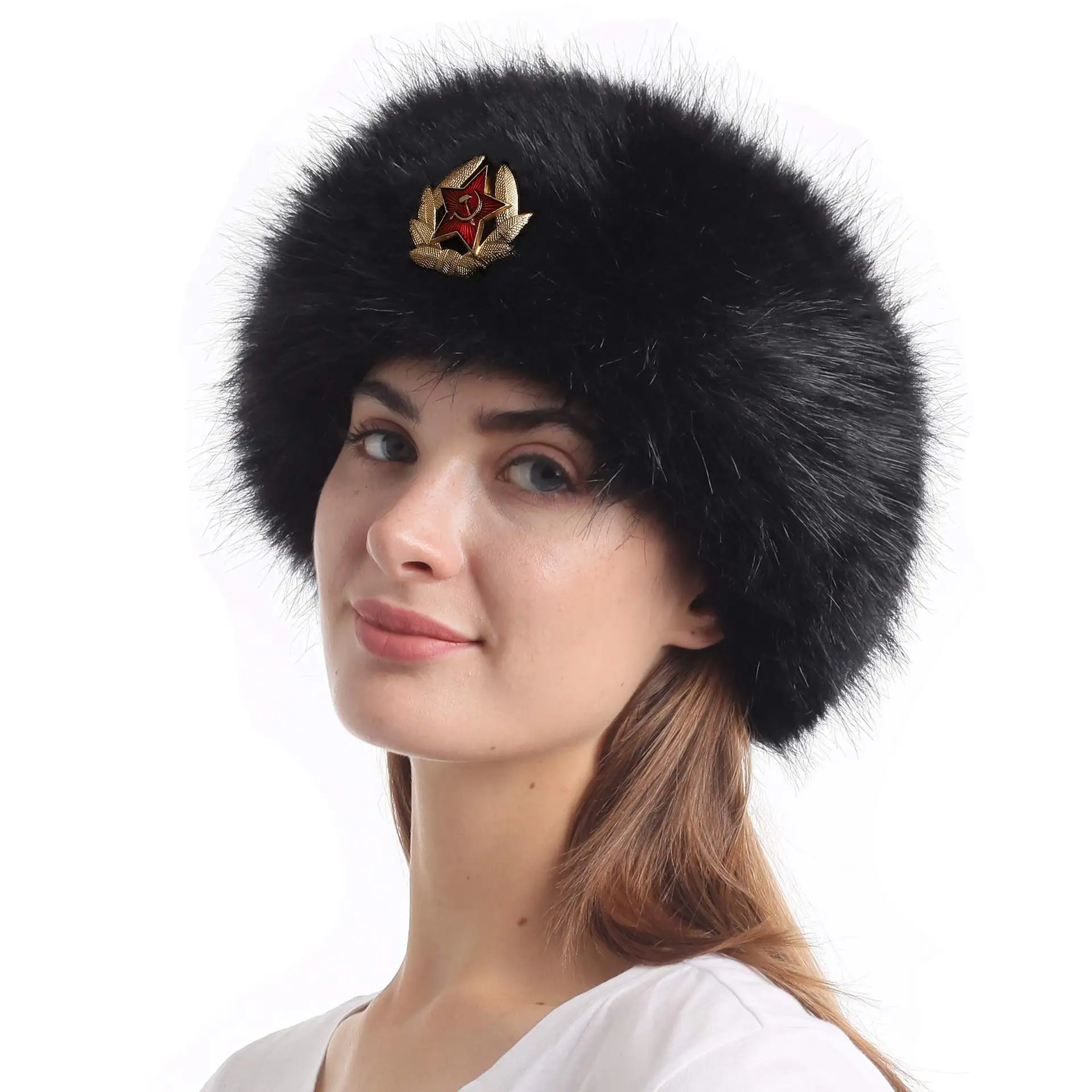 

Fashion Adults Trapper Hat Aviator Ushanka Extreme Hat dual-purpose Fox Fur Cap Women Winter Warm ear-protecting Head Plush 8M23