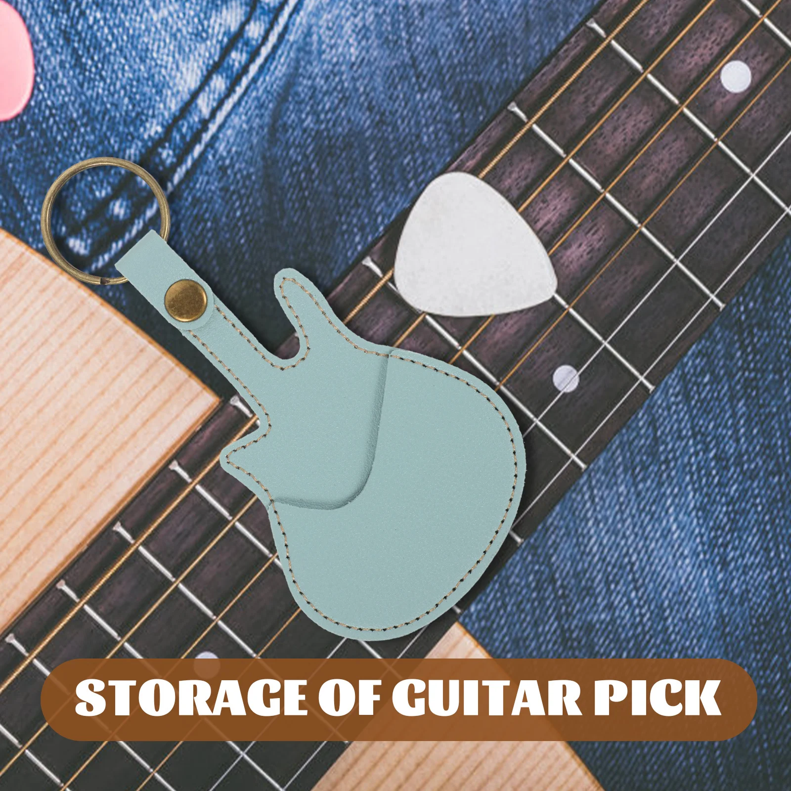 

Pick Storage Case Guitar Keychain Holder Picks Bag Cool Sleeve Plectrums Skin Container