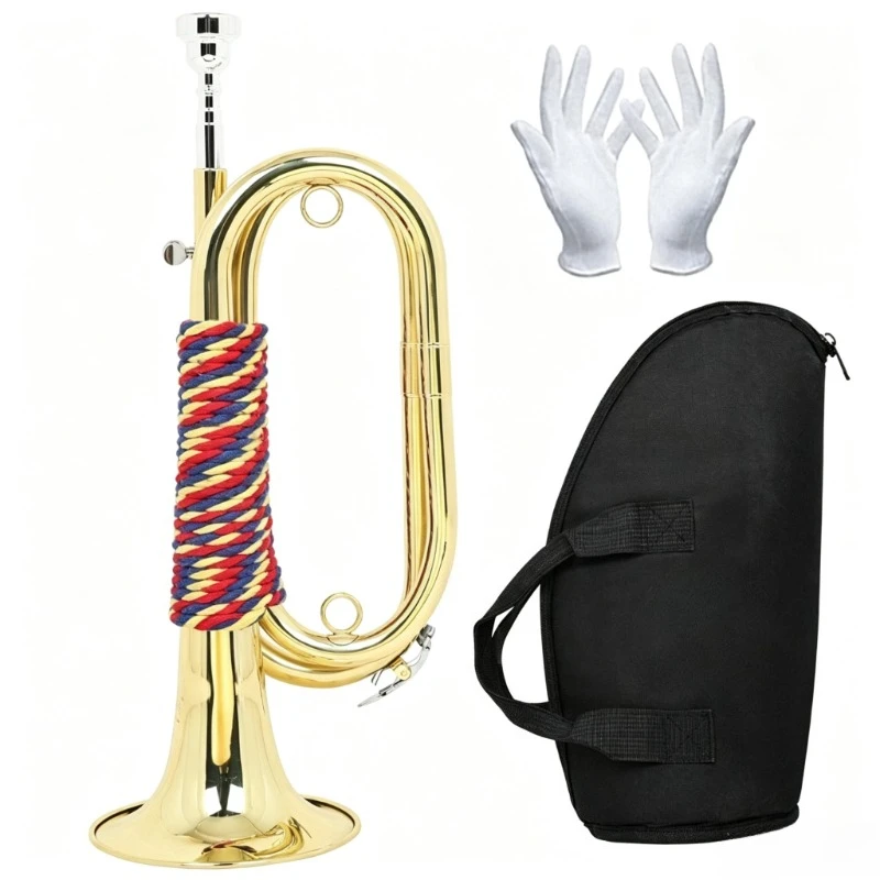B-flat Trumpet Lacquer Gold Bugle Children Student Band Copper Trumpets Performance Practice Brass Trumpet for Adults Beginners