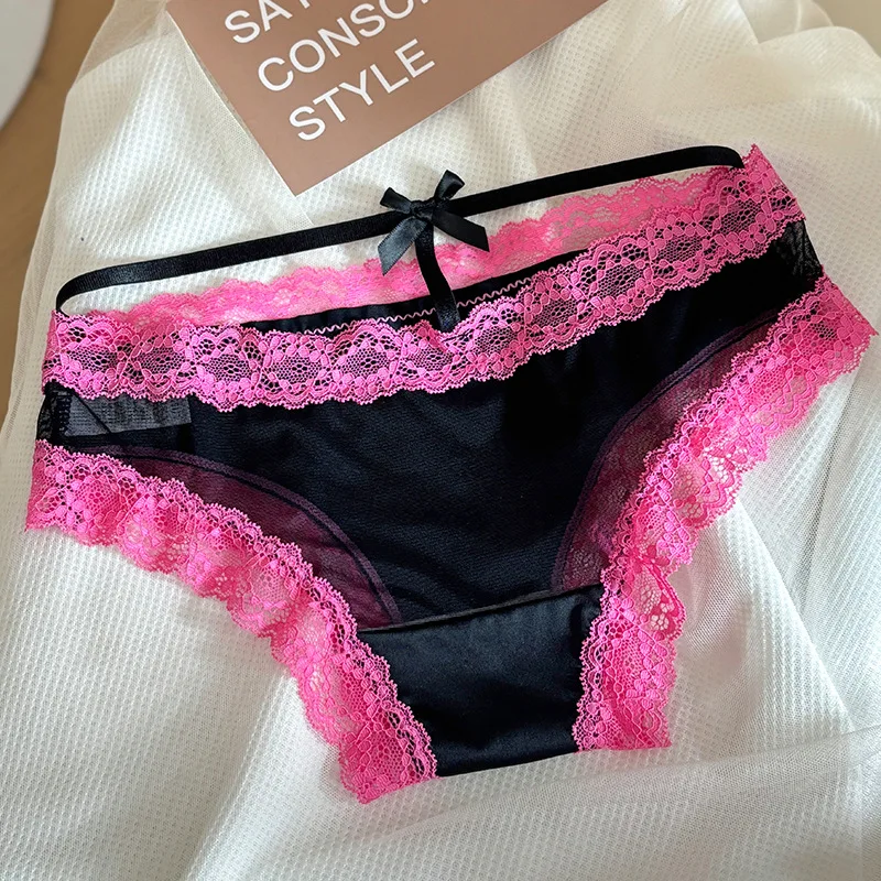 French Sexy Lace Panties Women Low Rise Delicate Sheer Comfort Cotton Gusset Triangle Panties