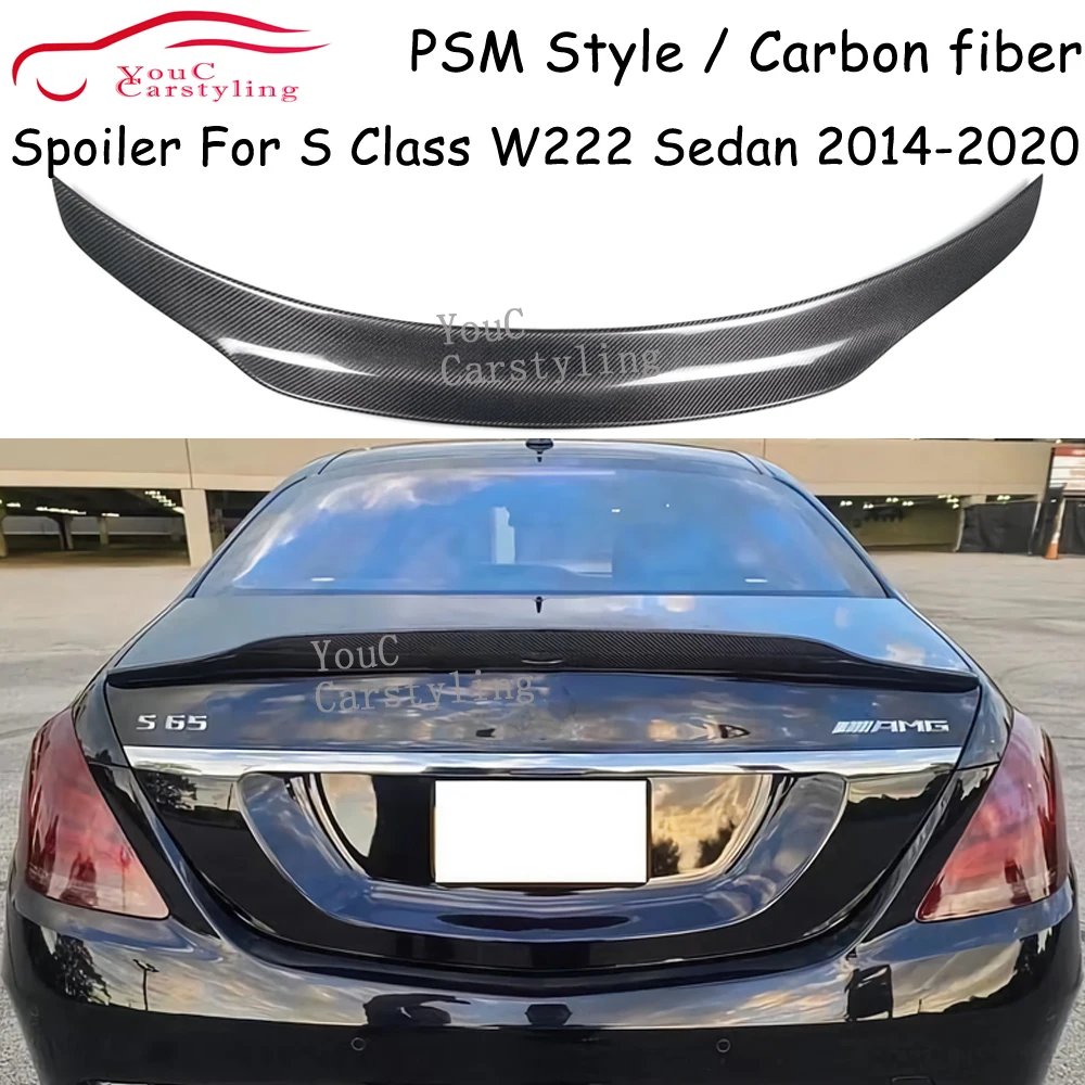 W222 PSM Style Carbon Fiber Trunk Boot Spoiler for Mercedes S Class W222 4-door Sedan 2014-2020 S350 S400 S450 S500 S600