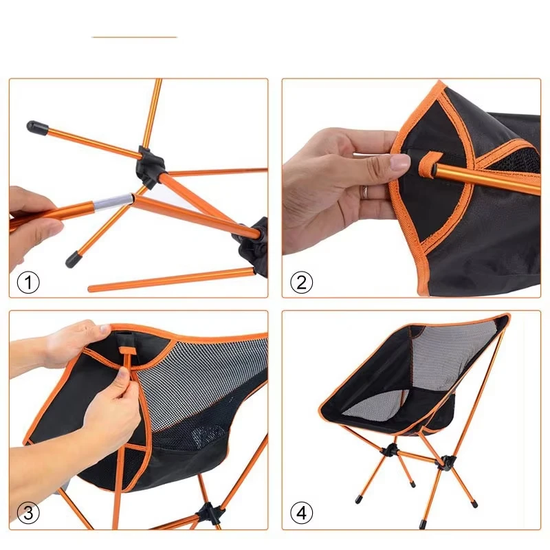 Outdoor Lazy Back Chair Light Aluminum Folding Chair Moon Chair Camping Camping Folding Chair Portable Camping gear