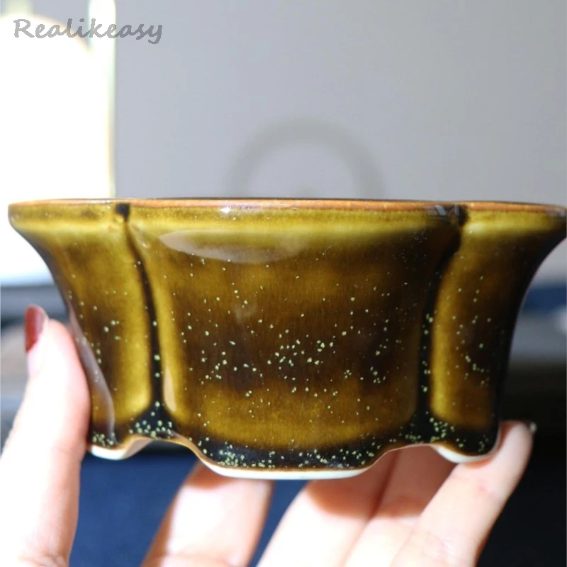 2025 6Sizes Purple Clay Flower Pot Handmade Glazed Min Flower Pot Chinese Ceramic Succulent Bonsai  Flower Pot Home Decor LH395
