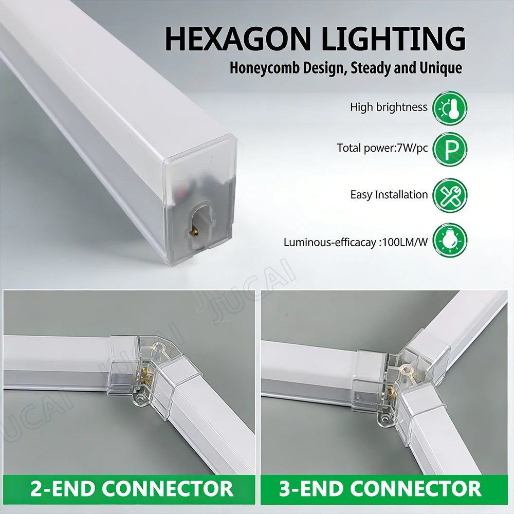 Hexagon Garage Lights Grids LED Ceiling Lamp 6500K Super Bright Honeycomb Lights Ceiling for Warehouse Car Shop Exhibition Hall