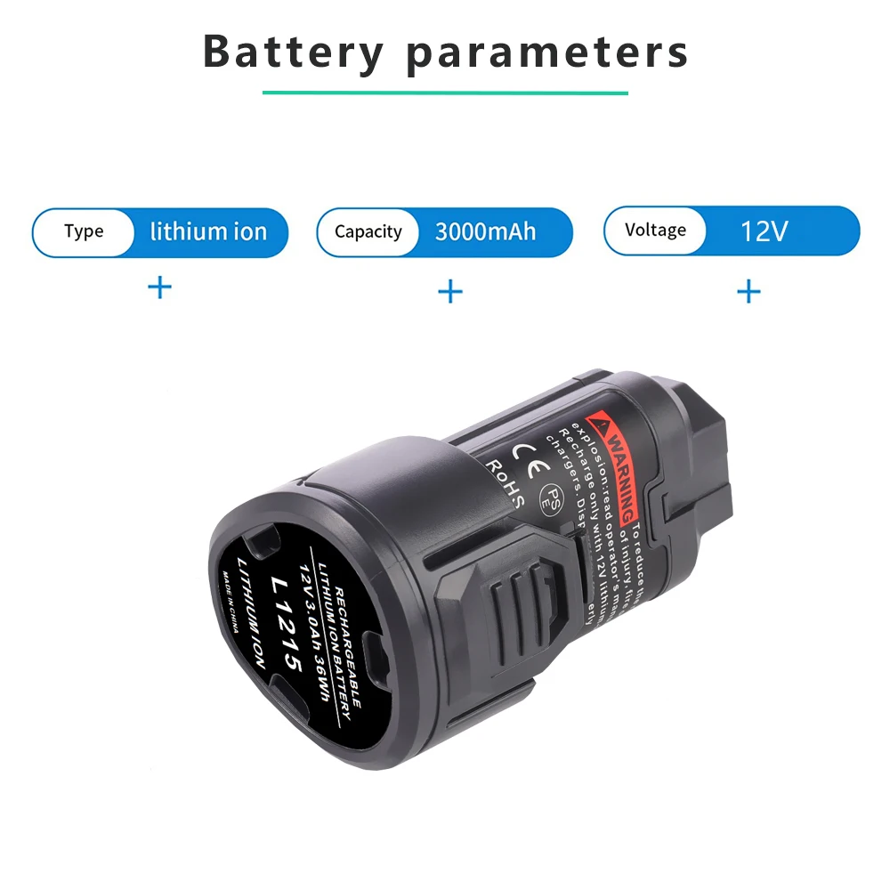 3000mAh akumulator litowo-jonowy 12V zamiennik dla akumulatora RIDGID 12V AC82048 AC82008 130188001/AEG L1215 L1215P L1215R L1230