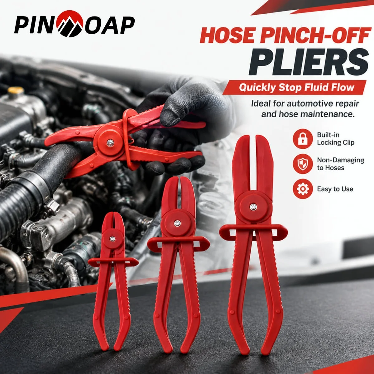 PINMOAP 1/3PCS Hose Pinch Off Pliers Locking Soft Hose Clamp Tool For Automotive Fuel And Water Line Repair Temporary Shutoff