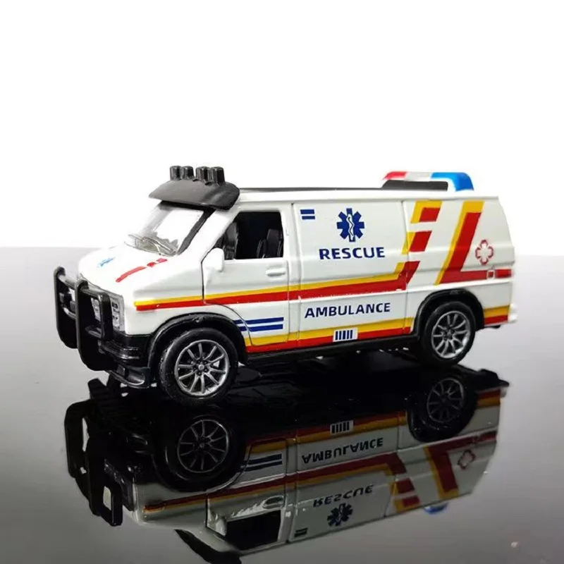 Mini 1:32 Alloy Miniature Diecast Rescue Vehicle for Kid Boy Pull Back Model Metal Fire Truck Ambulance Police SWAT Toy Car Gift