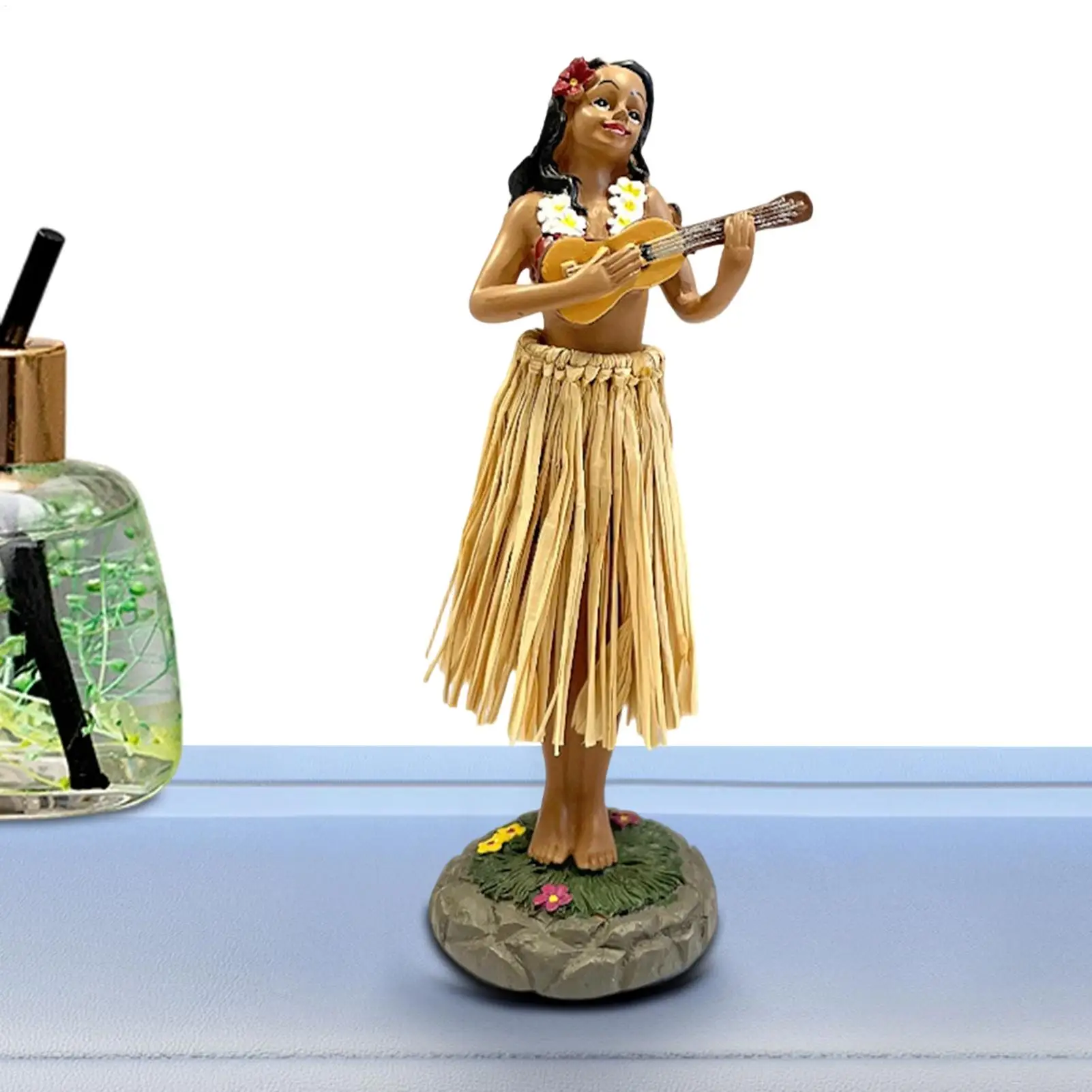 1PC Hawaiian Dancing Girl Dashboard Decor Doll Playing Ukulele Hawaiian Dancer With Guitar Dancing Girl Doll Home Car Decor