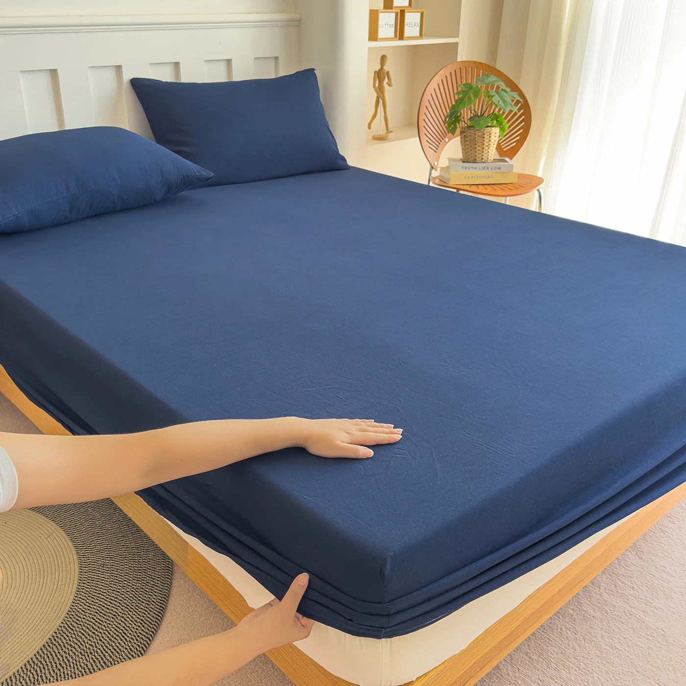 

European and Asian specifications Cotton Fitted Sheet with Elastic Bands High Quality color Mattress Covers without Pillowcases