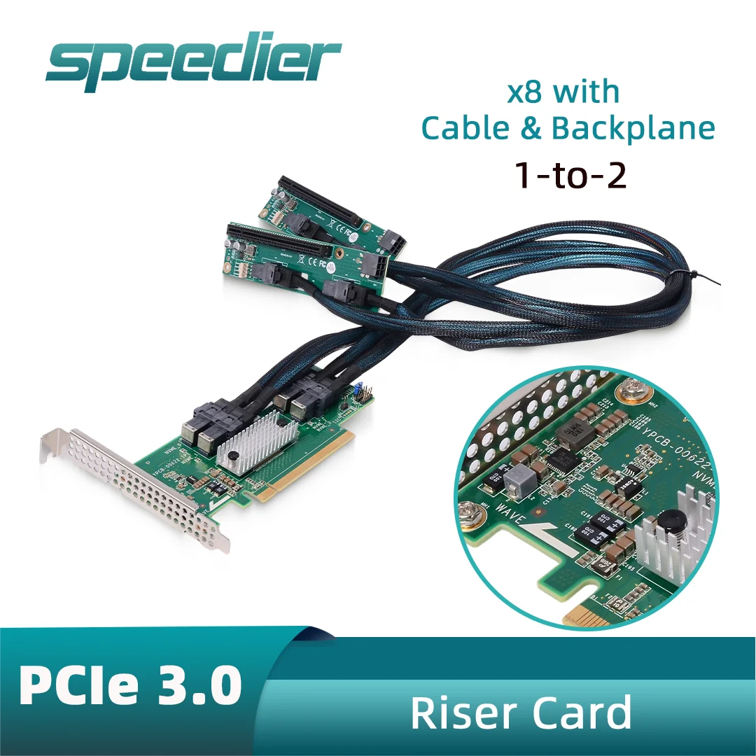 

PCIe 3.0 U2 Adapter Card for Graphics Cards External Expansion 1-to-2 1-to-4 X4 X8 Baseplate SFF-8654 SFF-8639 8643 Riser Cable