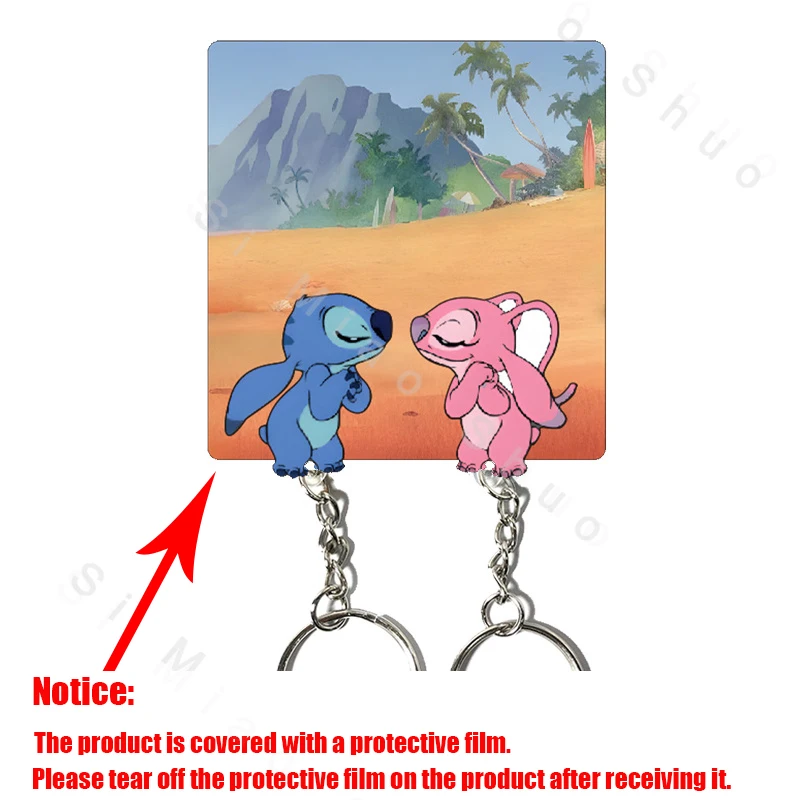 Disney Stitch Couple Key Holder Wall Prevent Loss Key Pendant Lover Key Chain Home Decor Refrigerator Sticker Storage Home Decor