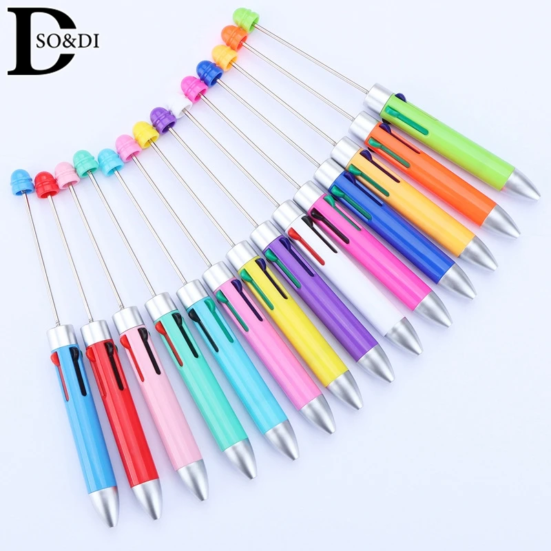 DIY Creative Business Four Color Refill Beaded Pen Cute Beadable Ballpoint Pens Puzzle Multi Color Jewelry Beaded Ball Pen