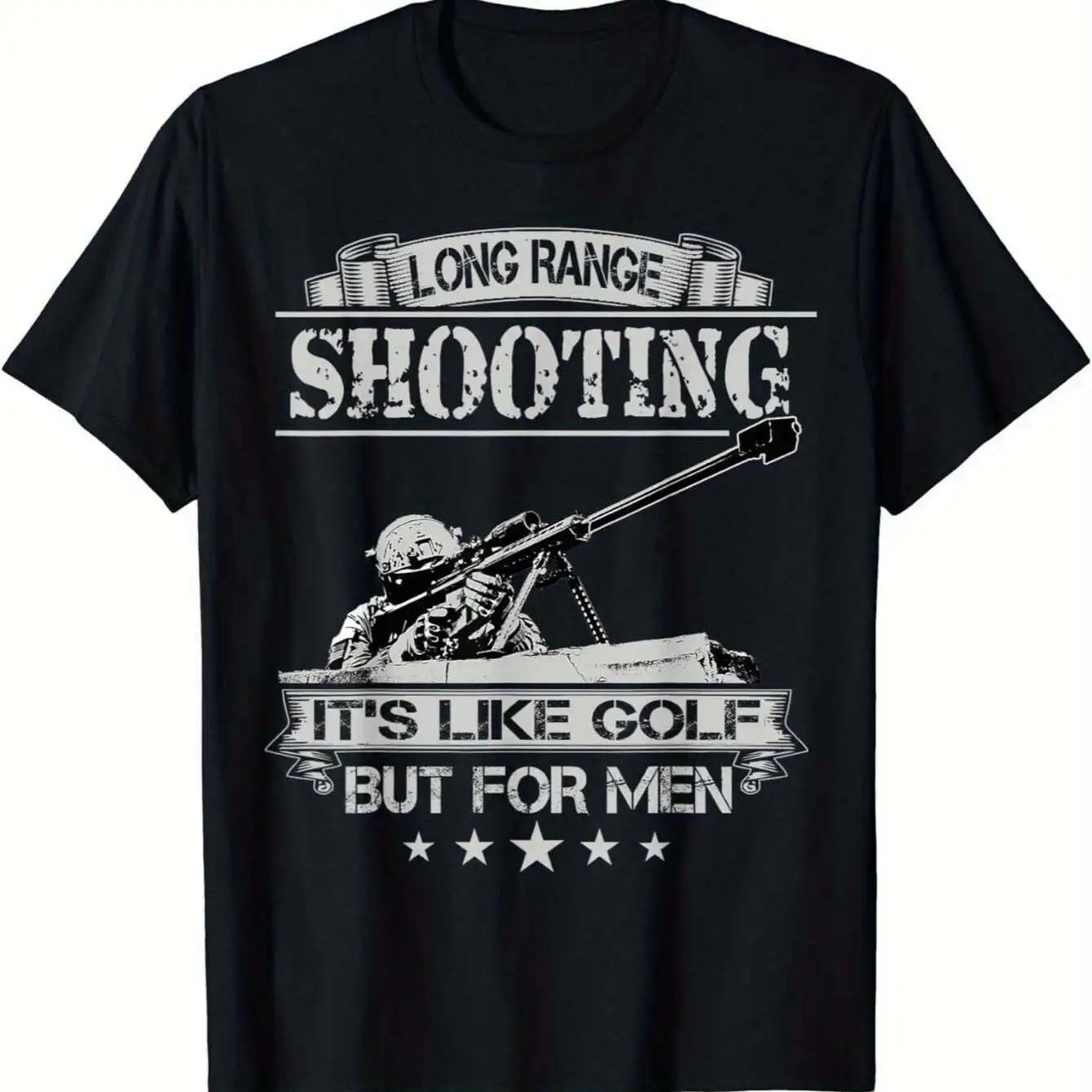 Men'S Long Range Shooting Graphic T-Shirt Bold It'S Like Golf But for Men Slogan Rifle Design Black Casual Short Sleeve