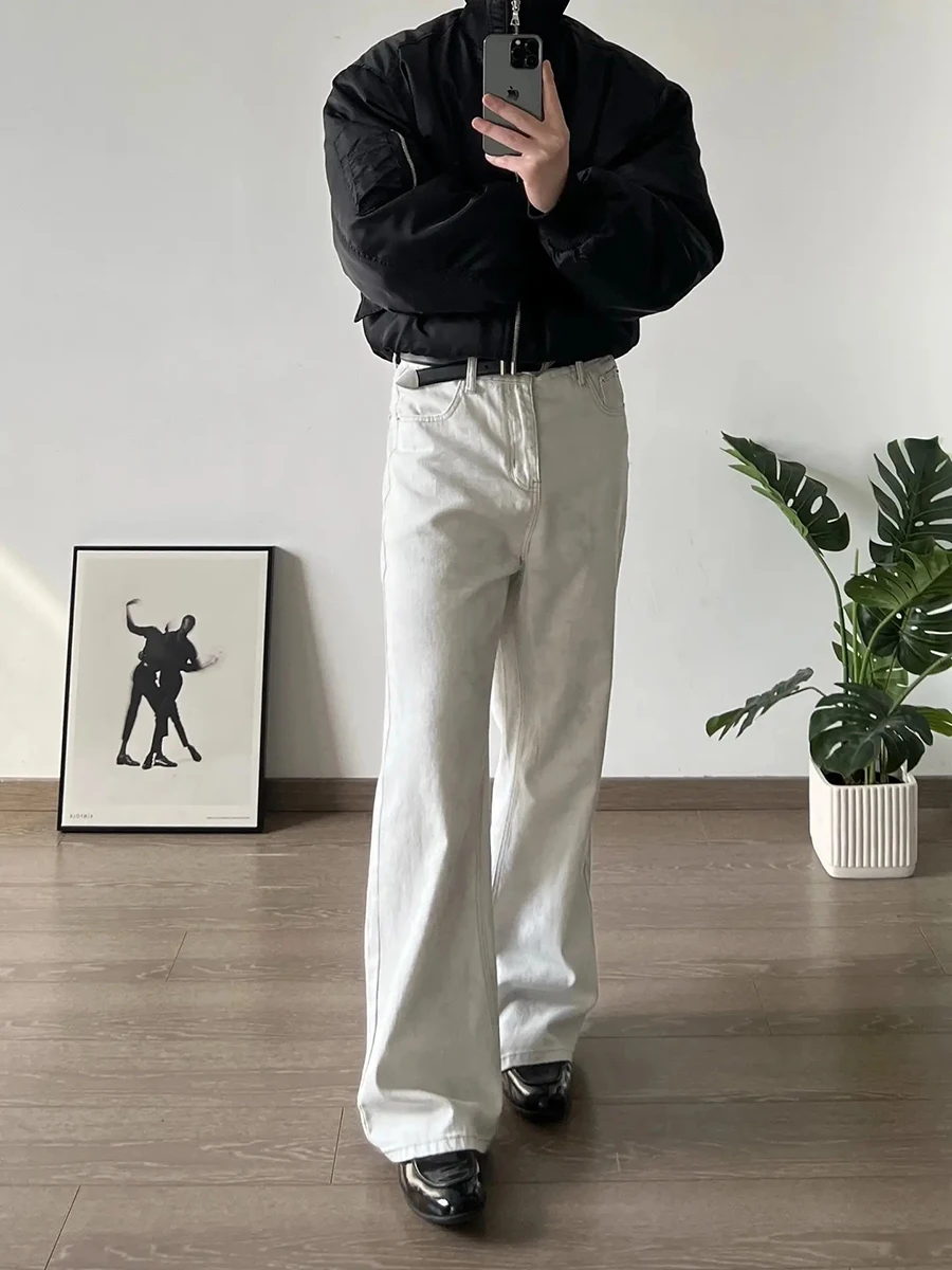 

Мужские джинсы с мраморным узором, свободного кроя, прямые, осенне-зимние, винтажные, американские, слегка расклешенные, повседневные брюки