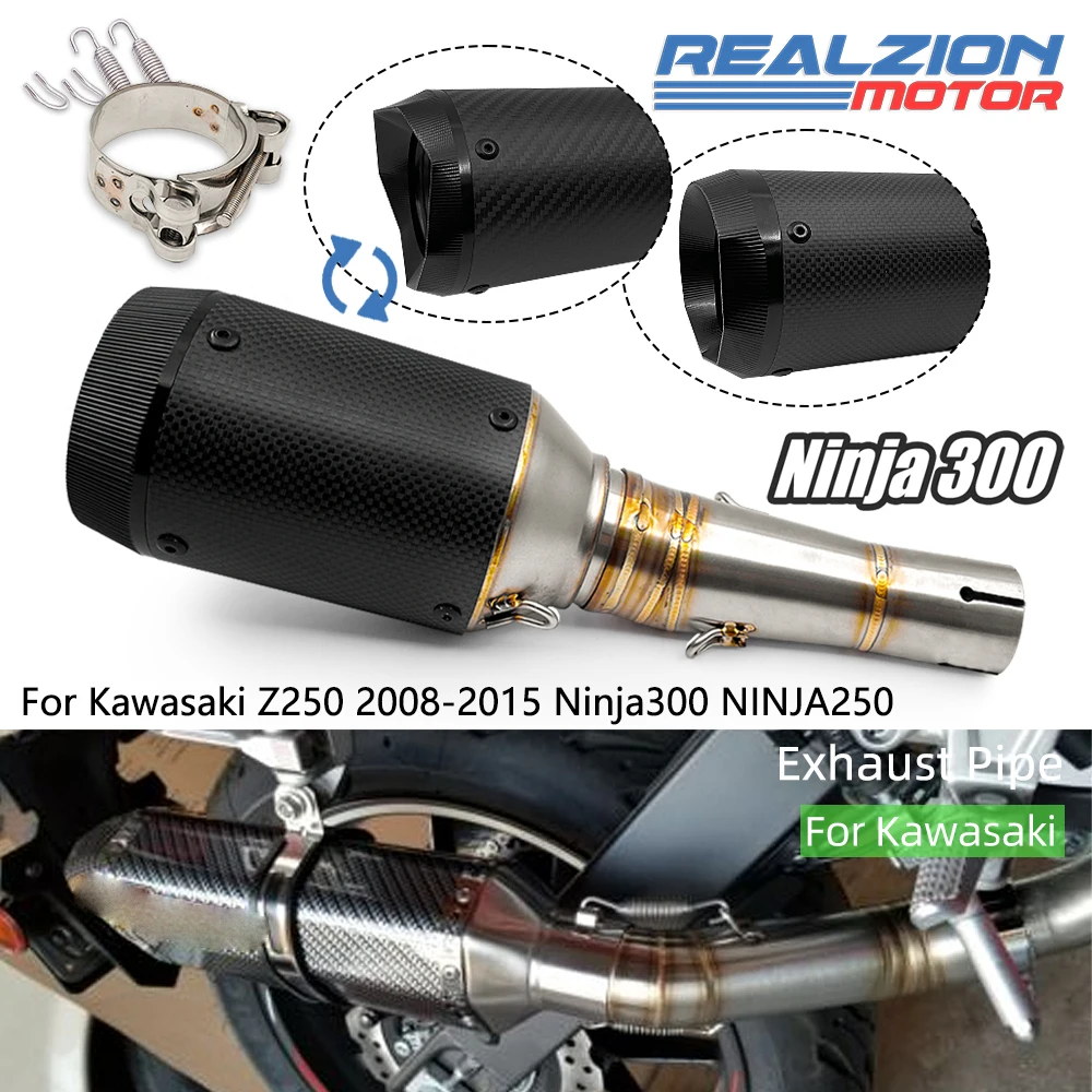 

REALZION Ninja300 2013-2016 Exhaust Middle Pipe Exhaust Muffler Escape Link Pipe For Kawasaki Z250 2008-2015 Ninja 300 NINJA250