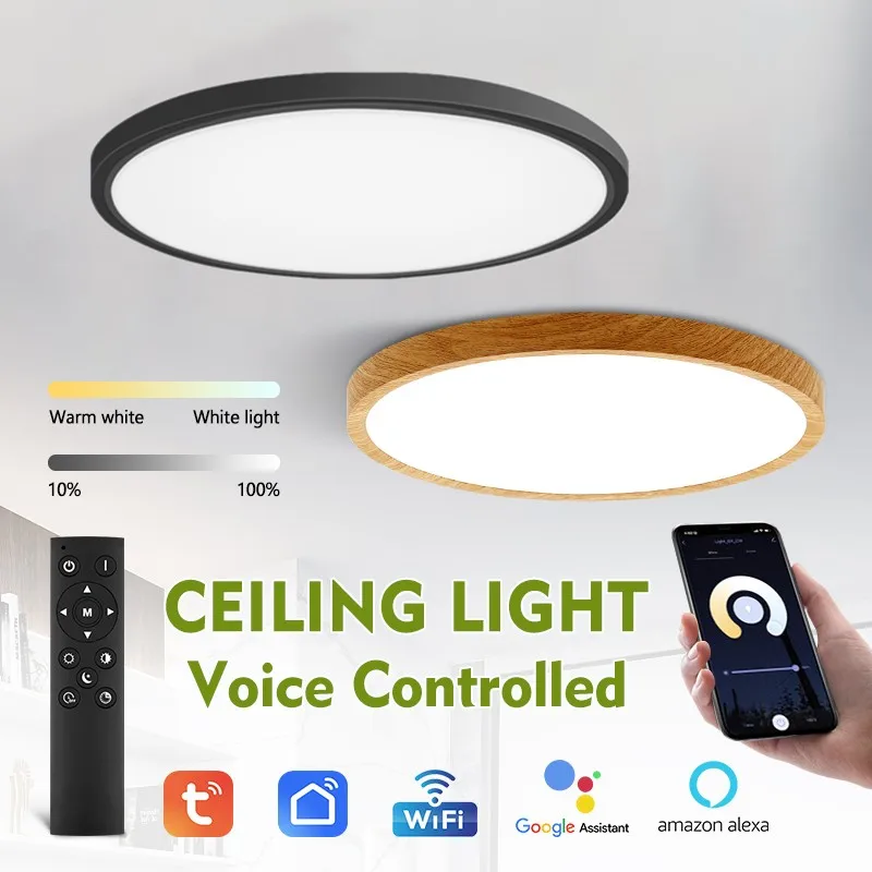 

Tuya Smart LED Ceiling Lamp Ultra Thin 0.9inch Remote/App Voice Control Alexa/Google Control Large Ceiling Lights Living Room