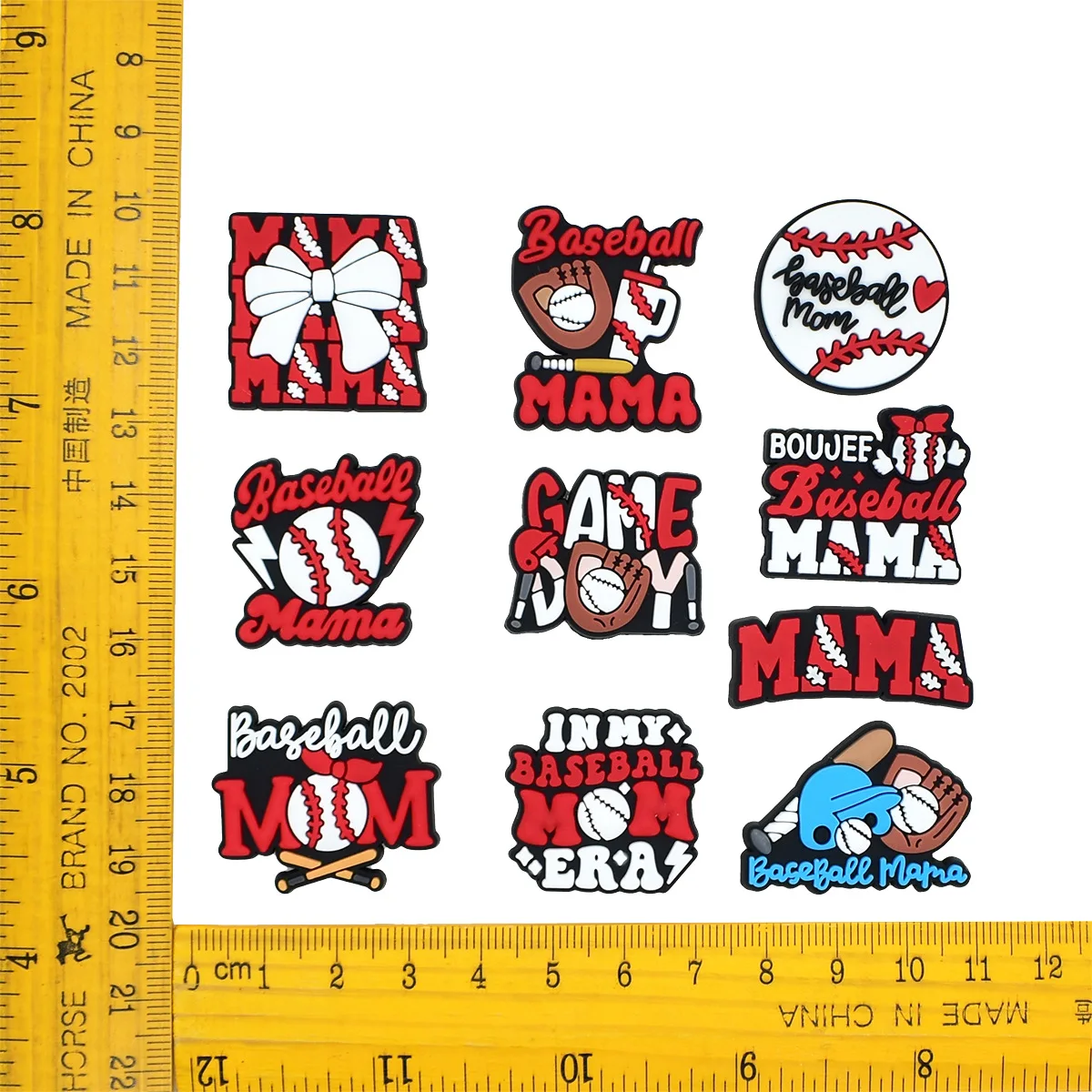 Creative new cartoon baseball series hole shoes shoe flower PVC soft rubber shoe buckle DIY beach shoes decorative accessories