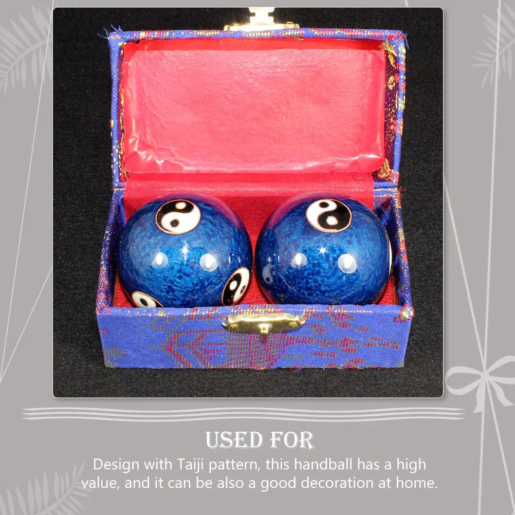 

42mm Blue Handballs Health Massage Fitness Baoding Balls Exercise Stress Relief Manual Enamel Home Decoration