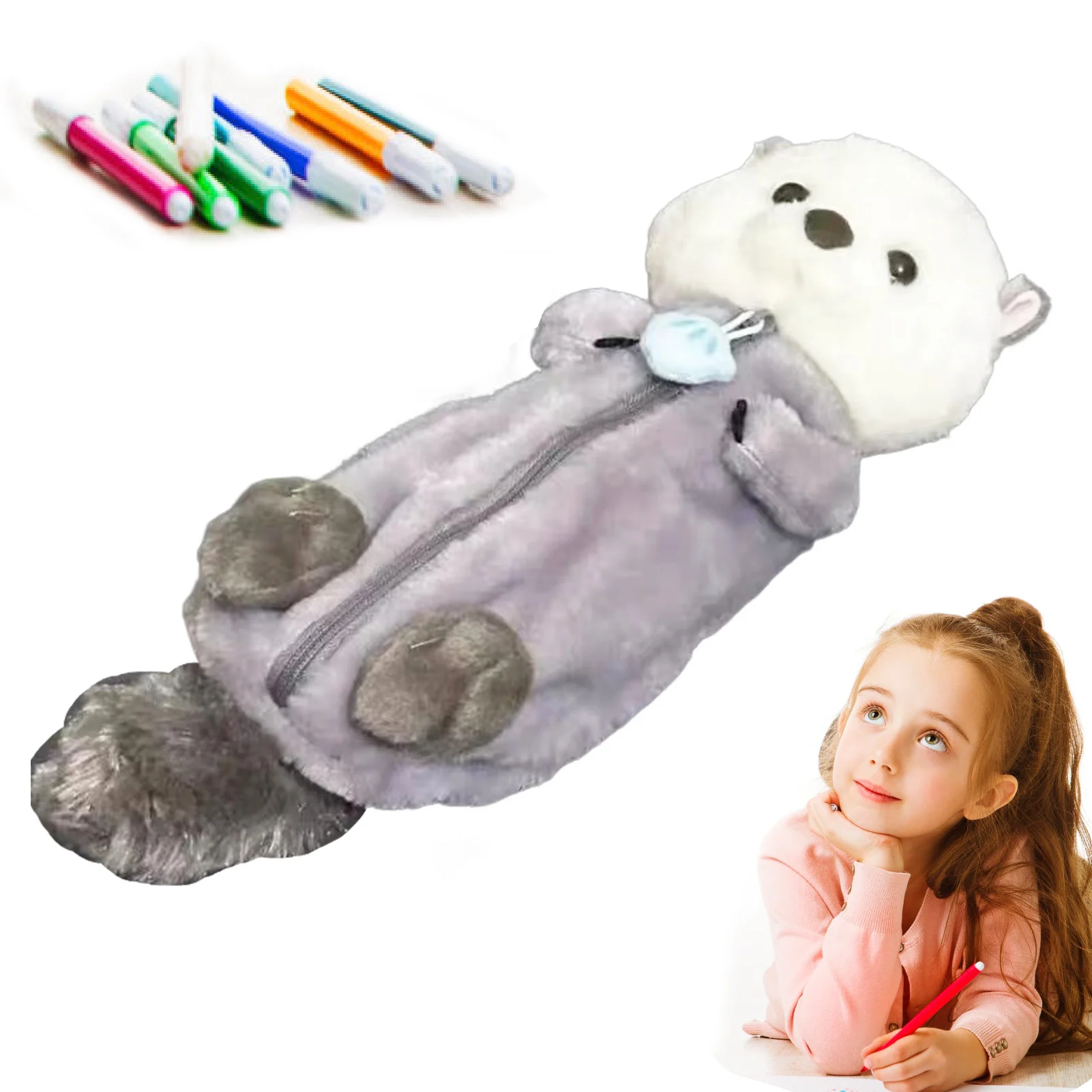 مقلمة لعبة قطيفة مبتكرة ناعمة ولطيفة لتخفيف التوتر على طراز Kawaii حقيبة أدوات مكتبية للأطفال واللوازم المدرسية #1