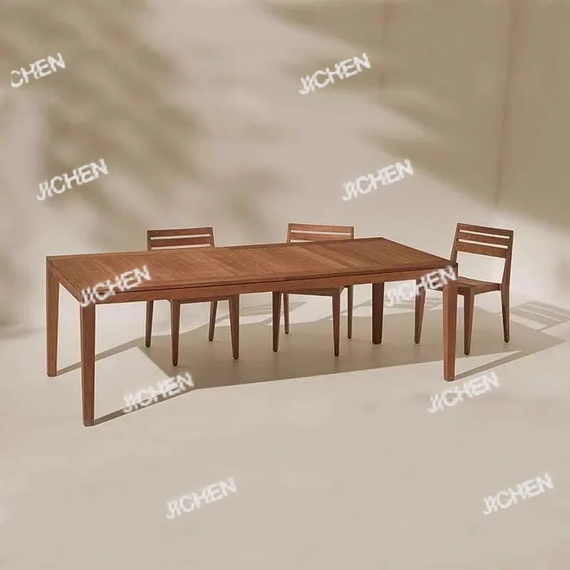 Mesas e cadeiras de teca ao ar livre pátio lazer ao ar livre villa jardim varanda ao ar livre combinação à prova dwaterproof água e protetor solar