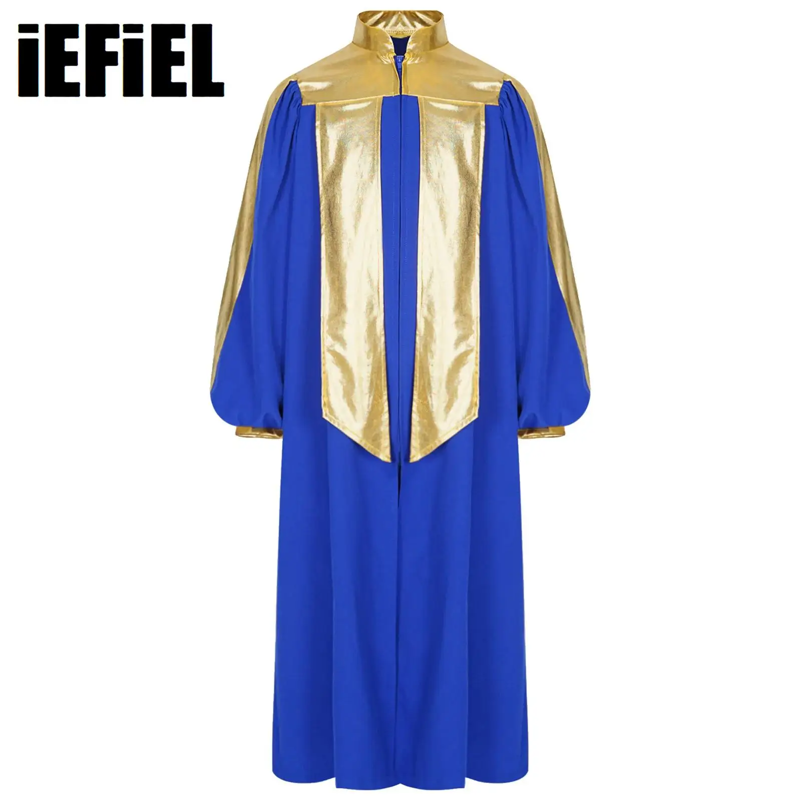 

Kids Girls Graduation Gown Halloween Cosplay Costume Color Block Stand Collar Long Sleeve Zipper Choir Robe