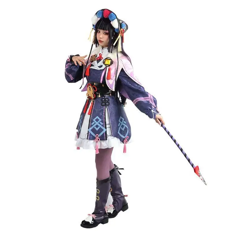 Genshin Impact Game Yun Jin Cosplay Costume Chinese Peking Opera Style Print Dress With Accessories For Women Halloween Party