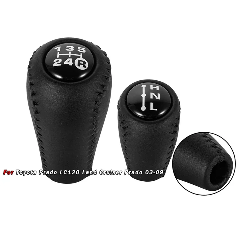 

Manual Leather-Wrapped Gear Shift Knob/Transfer Case Knob for Toyota Prado LC120 Land Cruiser 2003-2009 Interior Accessories