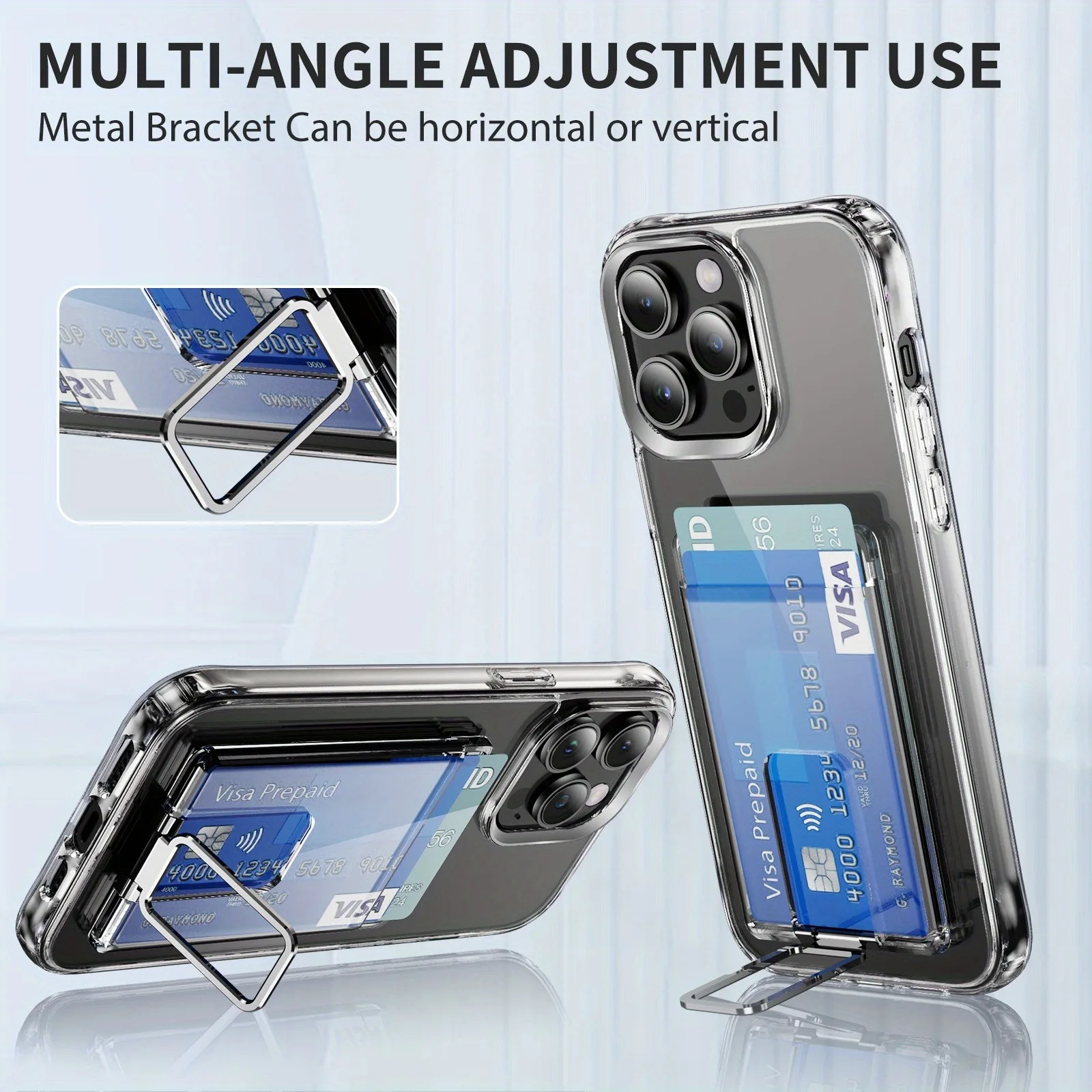 Abnehmbarer 3-in-1-Magnet-Telefonständer – transparente Brieftaschenhülle für Magsafe Apple 15/16-Serie, Kartenhalter und rutschfeste Basis, schlanke Abnehmung