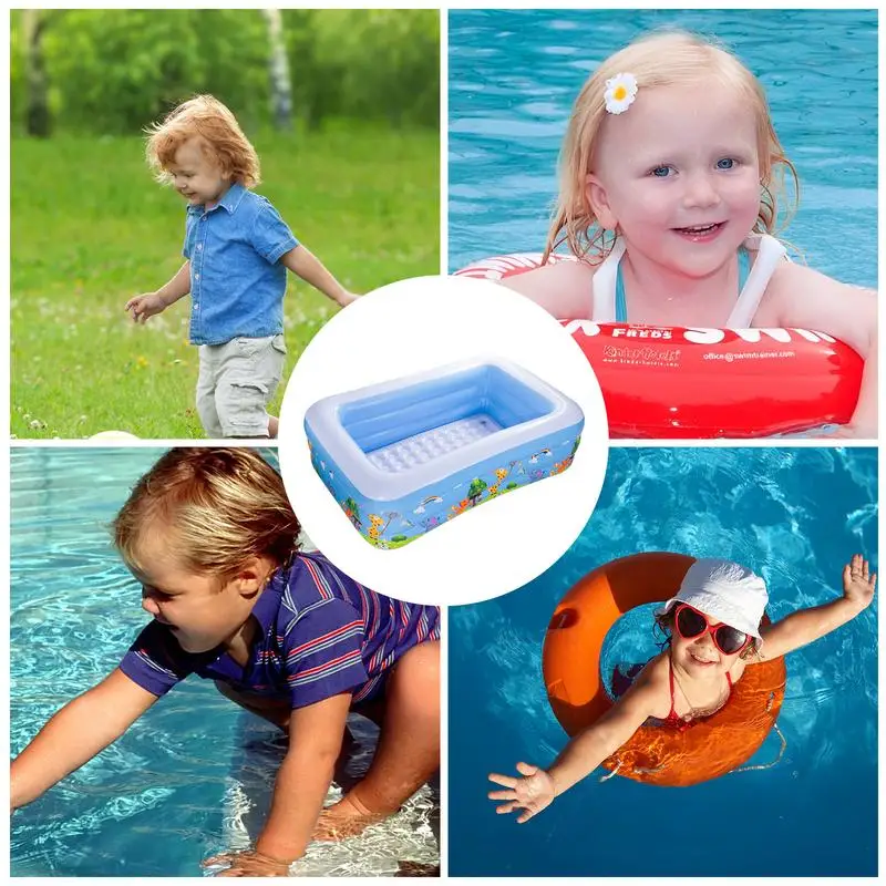 

Kids Backyard Garden Inflatable Pool Outdoor Indoor Summer Foldable Square Blow up Pool Space-Saving Swimming Pool for Baby