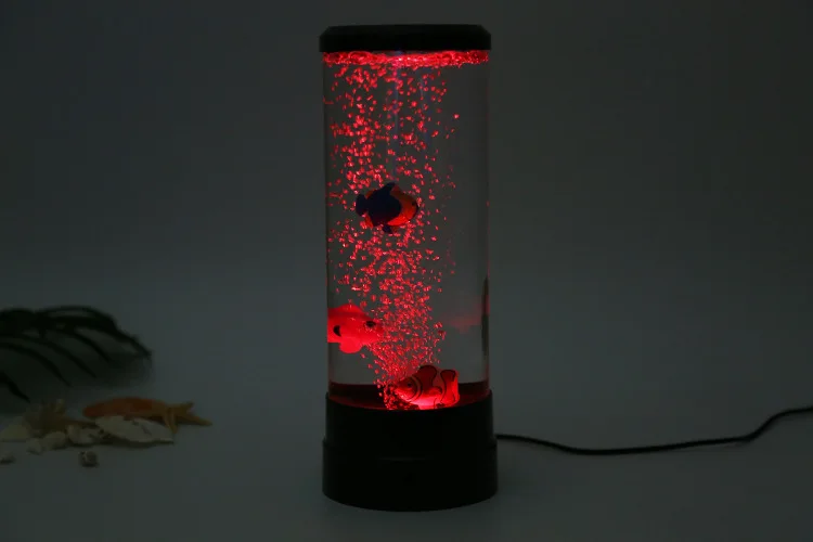 Colorful LED Bubble Fish Tank Night Light, 7-Color Changing Simulated Aquarium Atmosphere Lamp for Home Bedroom Desk Decoration