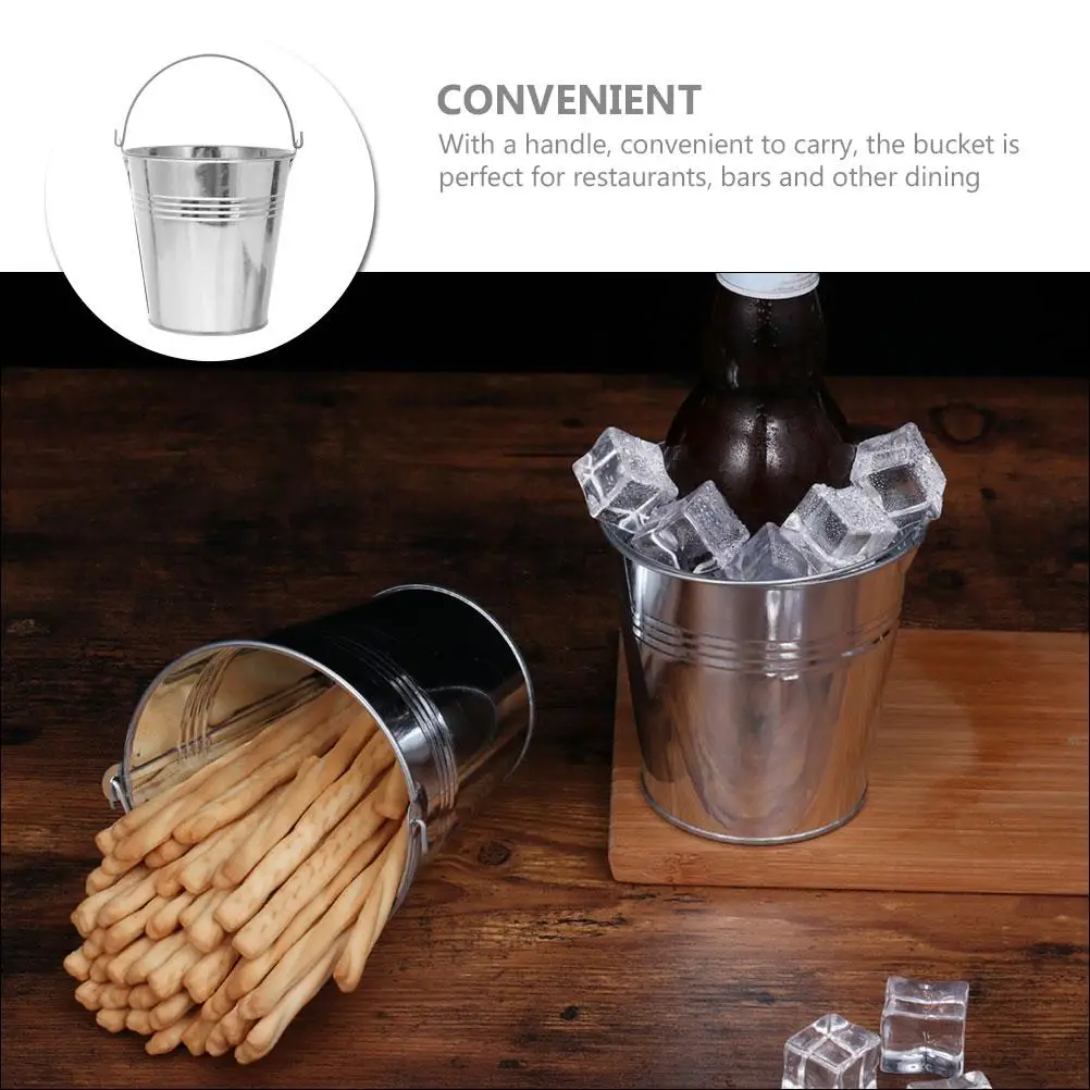 

Ice Bucket French Fries Buckets for Snacks Mini Small Tin Food Party Metal Barrel Chicken Tin Fry Tinplate Small Pail Child