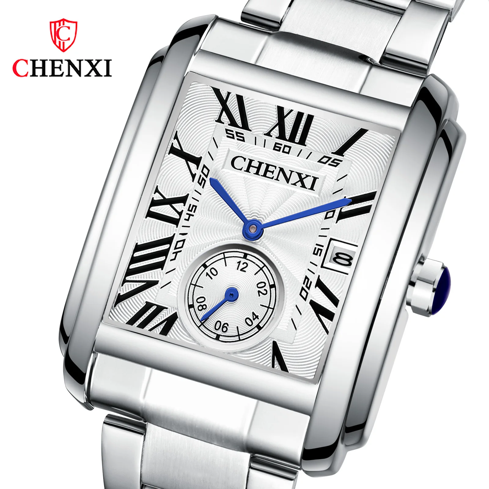 CHENXI 8216 Classic Business Men\'s Quartz Watch Simple Square Waterproof Stainless Steel Casual Calendar Fashion Watches for Men