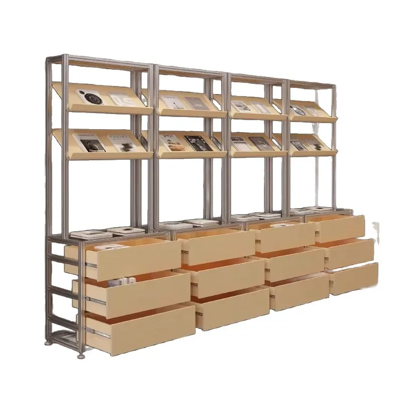 

Birch, aluminum profile, display case, exhibition, bookshelf, floor, multi-layer