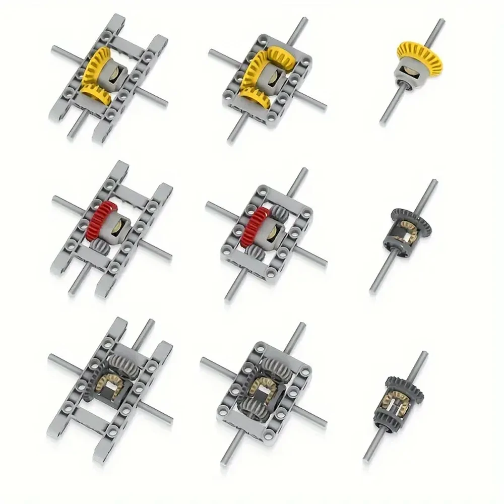 MOC 9-IN-1 Versatile Differential Gear Set Compatible with legoeds Building Blocks 45PCS Technical Parts Frame Gears Shaft Axle