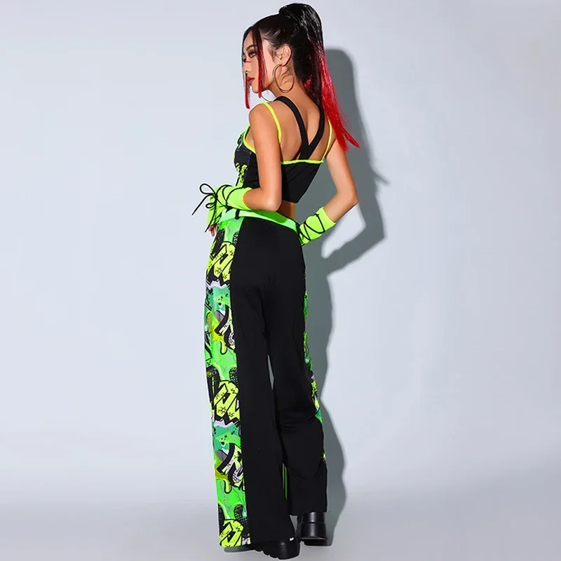 Women Sexy Kpop Clothing Green Sets Nightclub DJ Singer Gogo Dance Costume Darg Queen Outfits  Jazz Dance Clothes