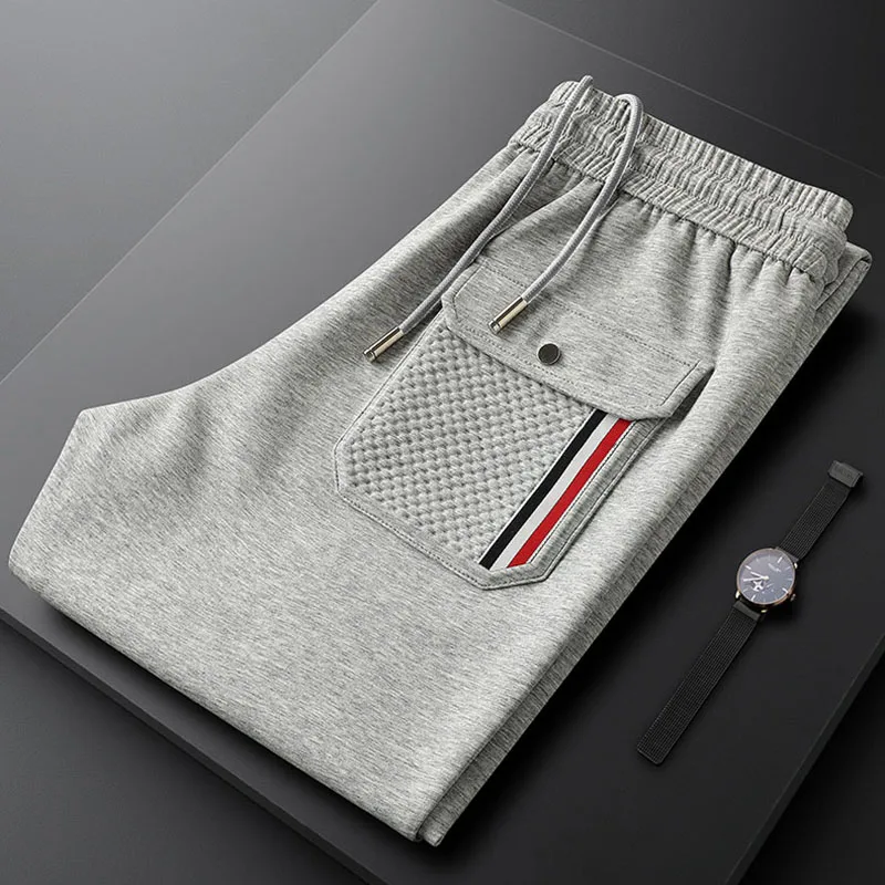 

Spring flip back pocket casual sweatpants for men slim knit sweatpants for men