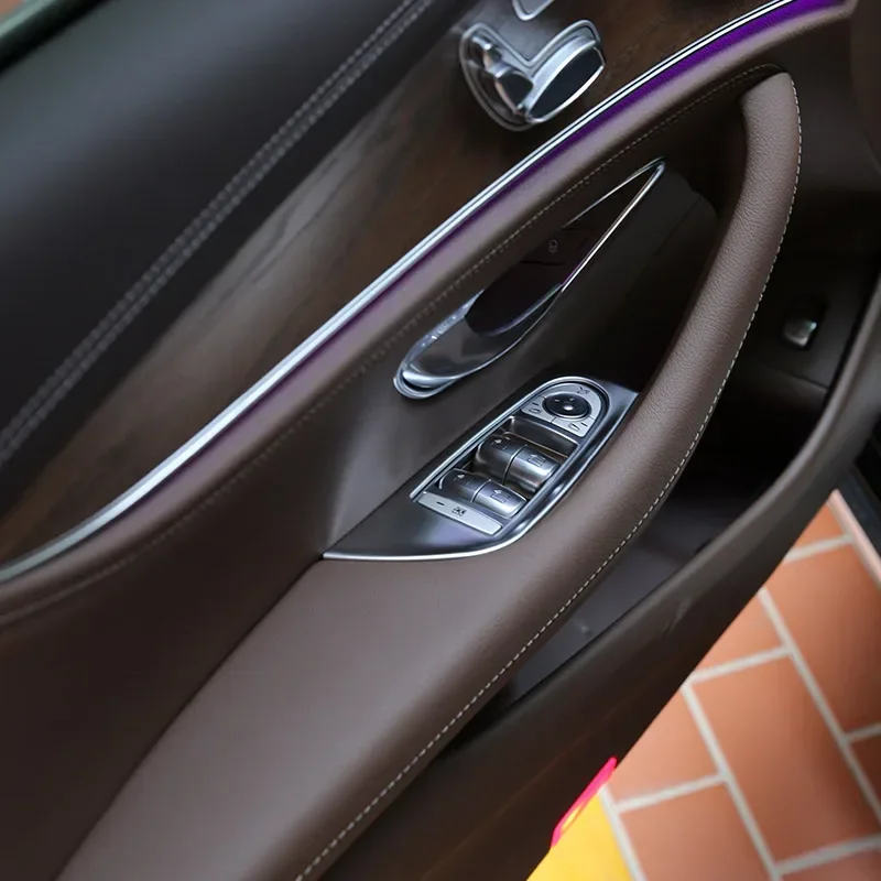 

Car Styling ABS Silver Car Door Window Button Cover Frame Trim Sticker Car Accessories For Mercedes Benz E Class W213 2016-2021
