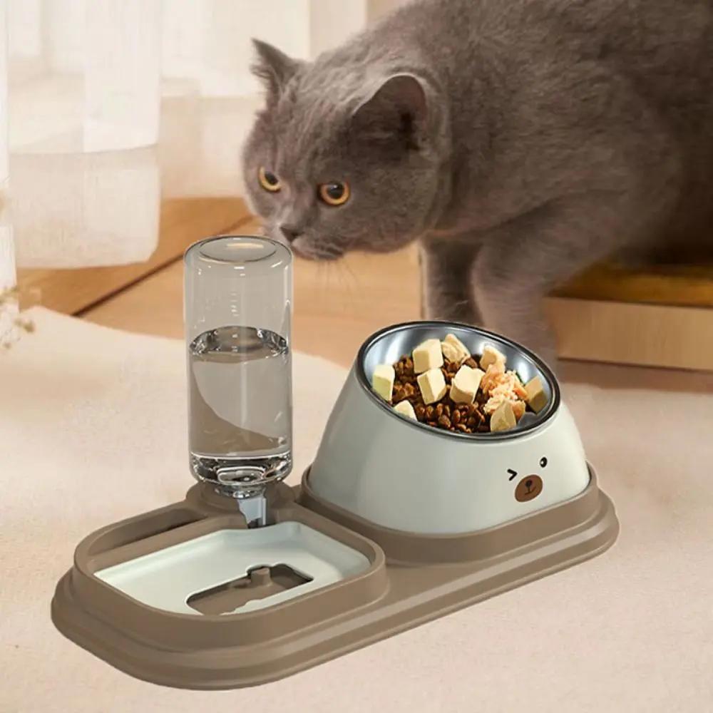 

Миска для кошек 3-в-1 с защитой от удушья, съемная защита шеи, поилка для собак и кошек, большая вместимость с медленной тарелкой для еды