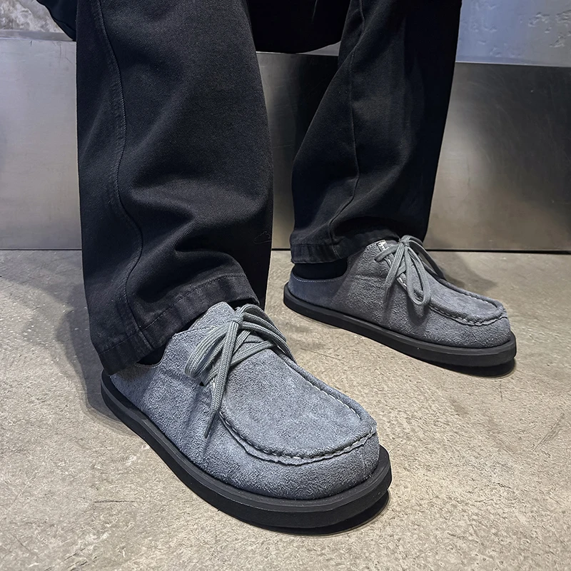 New Style Men Fashionable Slippers British Casual Lace-up Lightweight Comfortable Business-quality Slippers Men Sizes 38 - 46