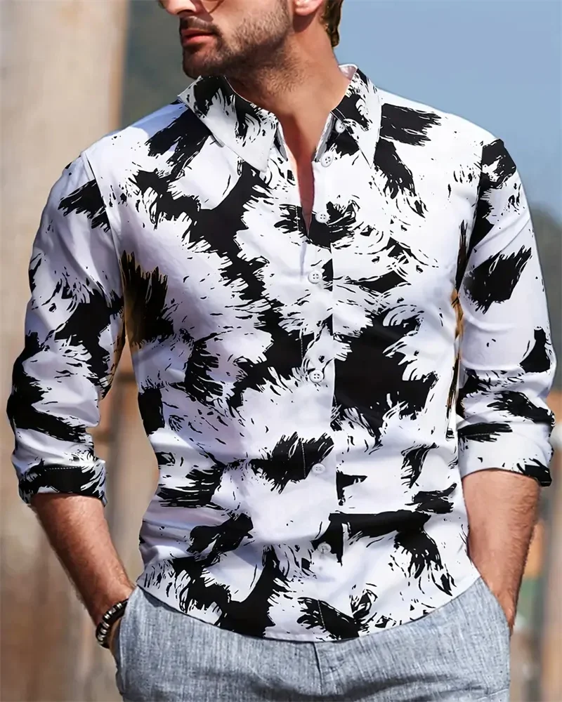 Camicia autunnale 2025 Camicia formale a righe da uomo Camicia casual a maniche lunghe da uomo slim Camicia da uomo oversize 6XL Camicia comoda