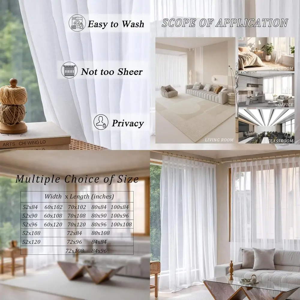 

Extra Wide Pinch Pleat Sheer Curtains 72x96, White, 8 Ft for Living Spaces