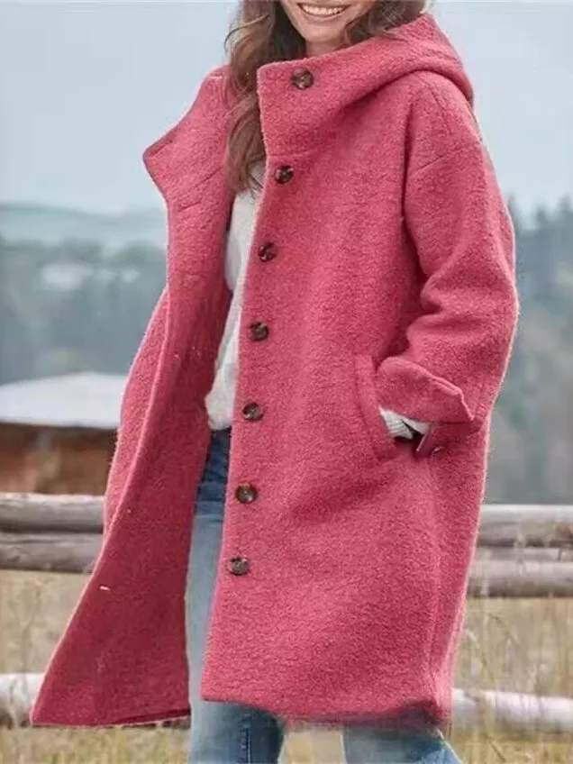 

Женское зимнее длинное пальто свободного покроя с капюшоном, цветное пальто Jaet, шелковая трикотажная верхняя одежда для осеннего сезона