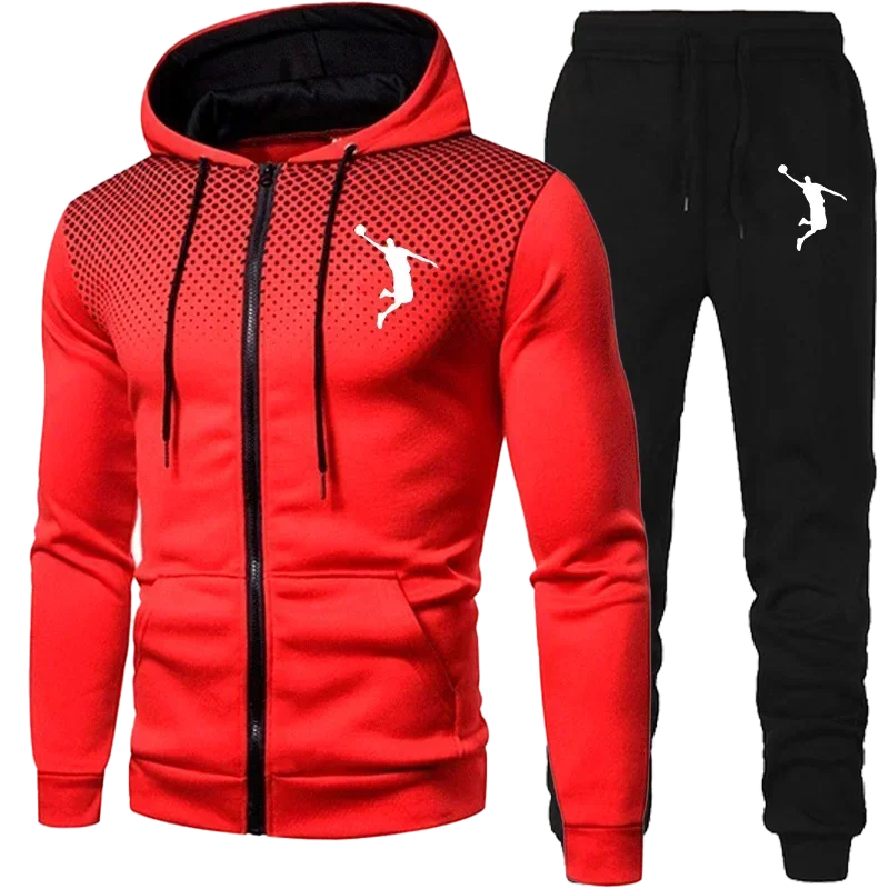 New in Sweatshirts for Men Winter Tracksuit Sets Spotted Sweatshirt Suit New Two Piece Male Set Man Clothes Mens Fashion Suits