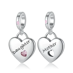 Beautiful 925 Sterling Silver Daughter & Mother's Love Double Charm Fit Pandora Bracelet Mother's Party Jewelry Accessories