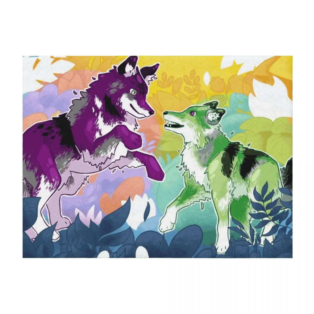 

Aro/Ace Wolf Dance Throw Blanket Cute Plaid Sleeping Bag Decorative Sofa Luxury Blankets