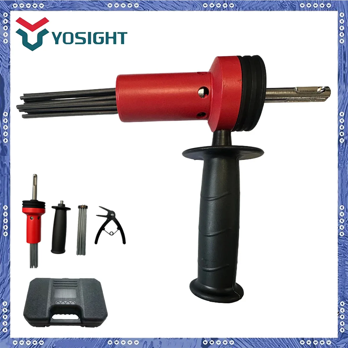 

Multi-Function Rust Remover & Polishing Tool ,SDS plus shank needle scaler +1 replacement head and installation tool for Metal