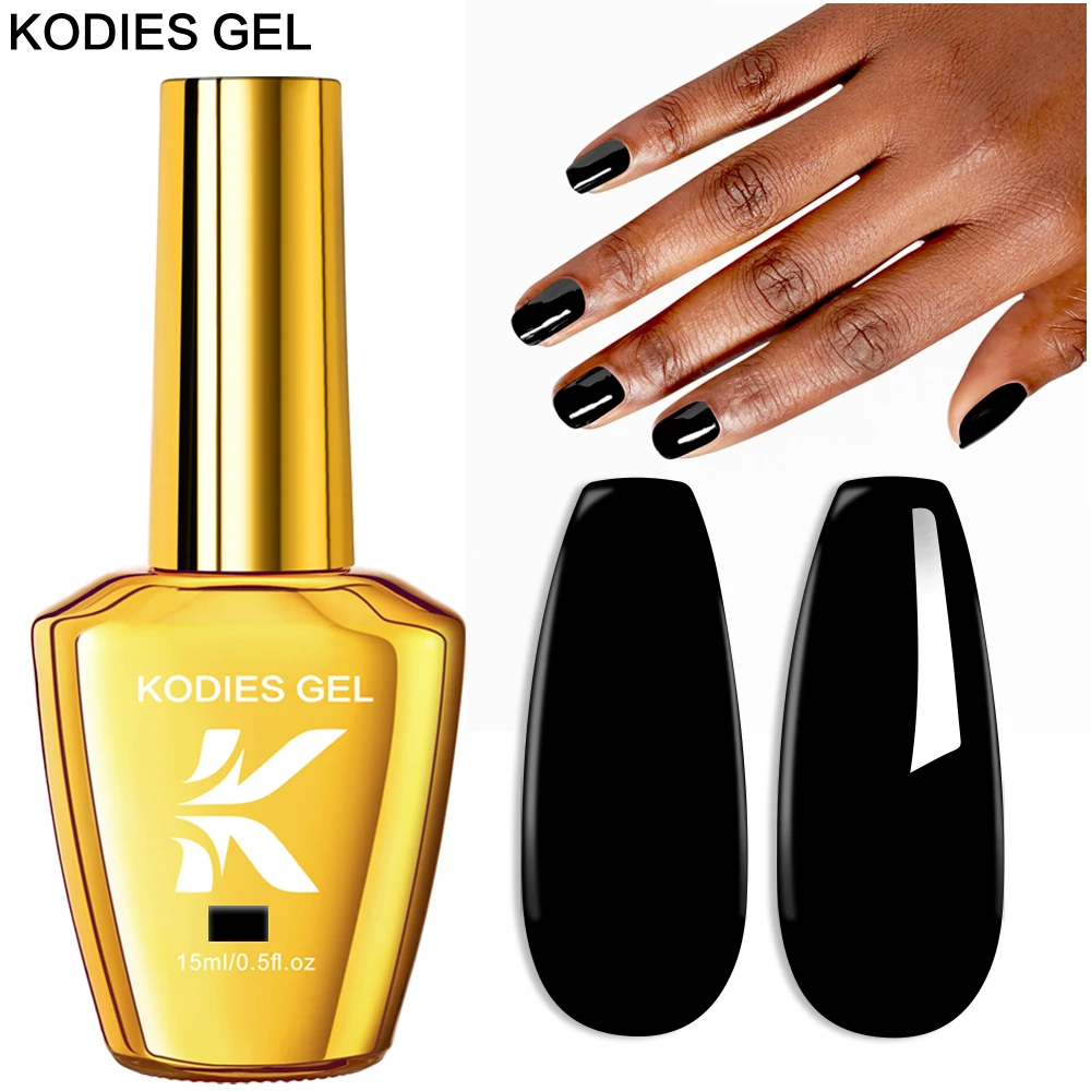 

KODIES GEL Black Onyx Gel Nail Polish Semi Permanent UV/LED 15ML Super Full Coverage Color Hybrid Gel Varnish Manicure Nails Art